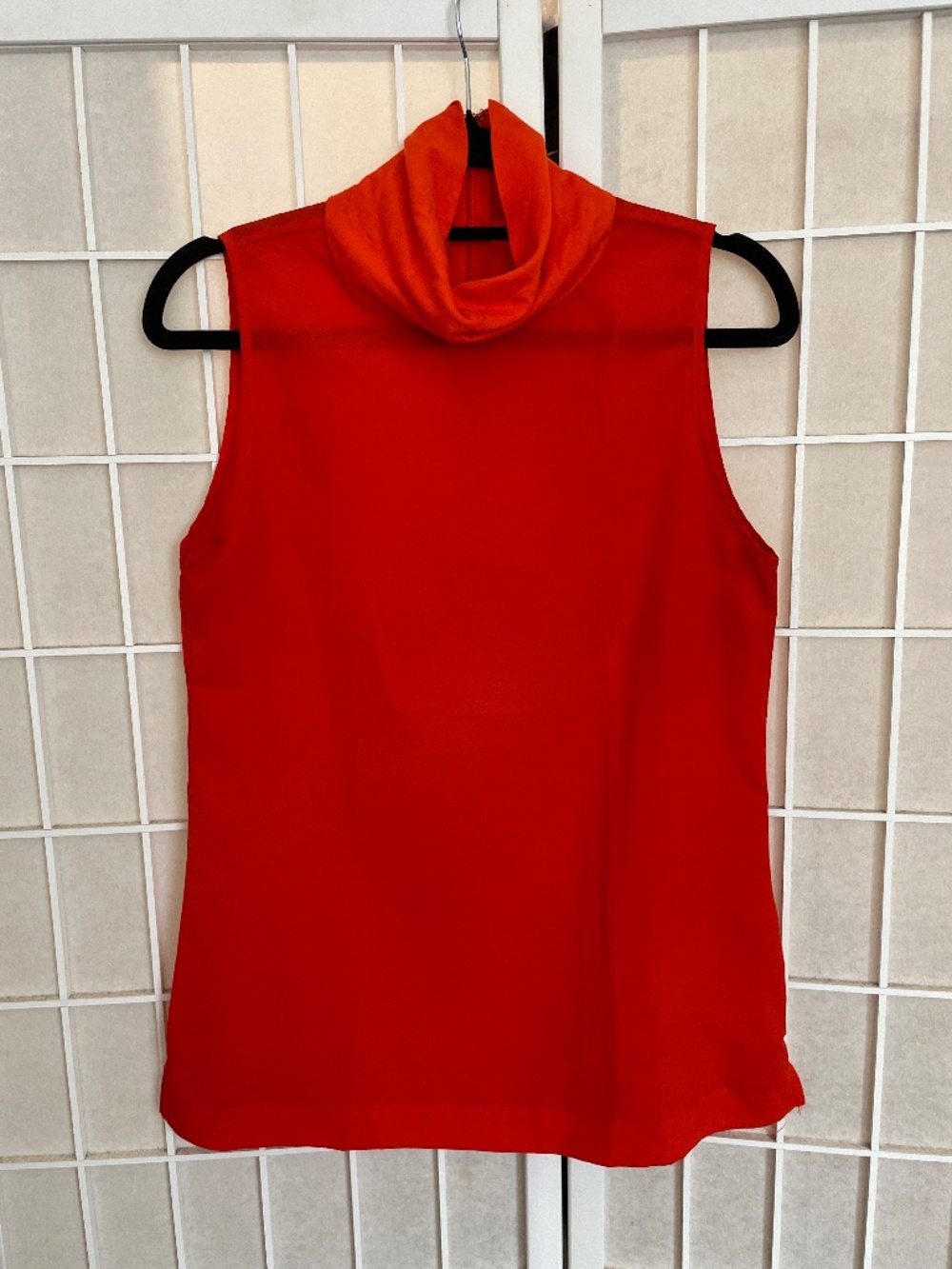 French Connection sleeveless mesh blouse mock neck orange XS